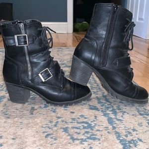 BAMBOO Black Combat & Moto Boots